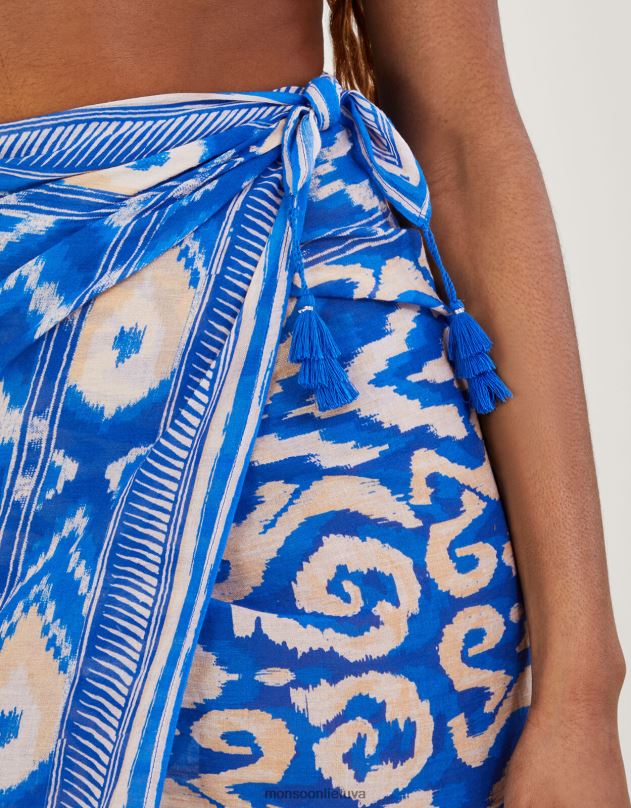 Monsoon ikat print sarong moterys mėlyna apranga DPXBJ1184