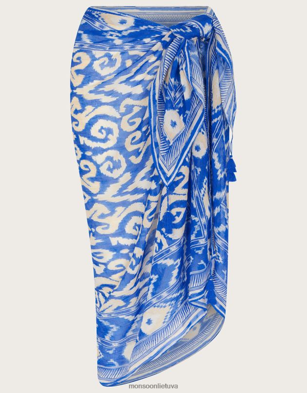 Monsoon ikat print sarong moterys mėlyna apranga DPXBJ1184