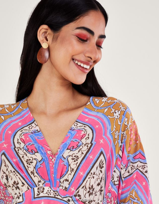 Monsoon šimtas žvaigždžių Indijos vasaros maxi kaftanas moterys rožinis apranga DPXBJ299