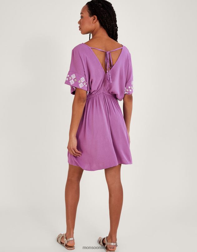 Monsoon kaftanas su V formos iškirpte moterys violetinė (alyvinė) apranga DPXBJ158