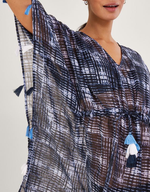 Monsoon kaklaraiščių dažų kaftanas moterys mada apranga DPXBJ189