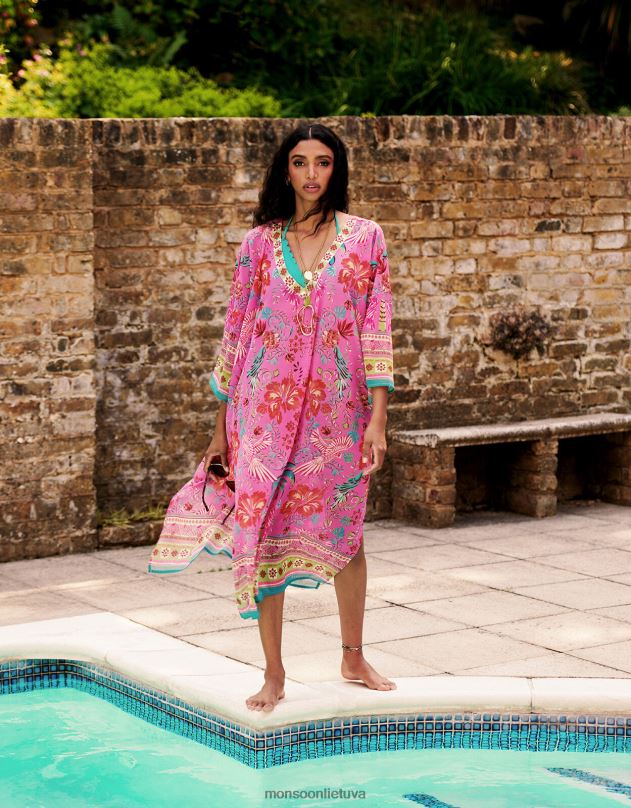 Monsoon kiara spausdintas ilgas kaftanas moterys mada apranga DPXBJ224