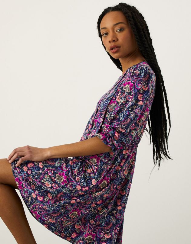 Monsoon klostuoto rašto džersio suknelė moterys mėlyna (navy) apranga DPXBJ923