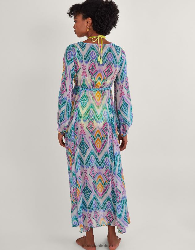 Monsoon vaivorykštės ikat print kaftan suknelė iš lenzing ecovero moterys rožinis apranga DPXBJ293