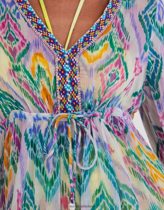 Monsoon vaivorykštės ikat print kaftan suknelė iš lenzing ecovero moterys rožinis apranga DPXBJ293