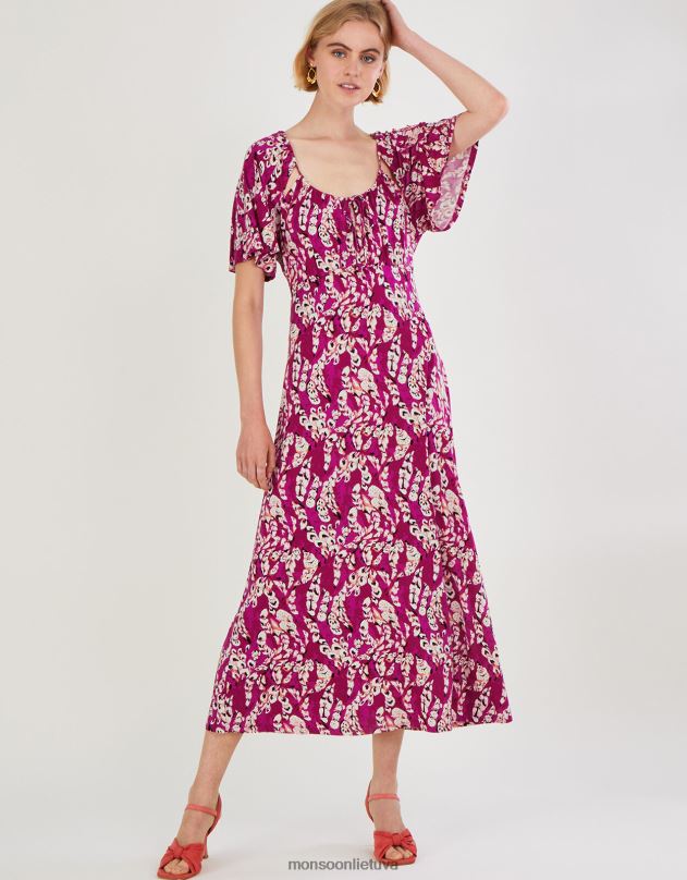 Monsoon Suknelė su petnešėlėmis iš plunksnų moterys rožinis apranga DPXBJ778