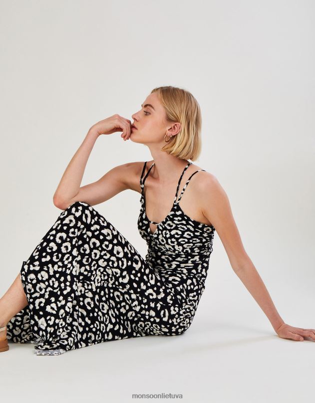 Monsoon Suknelė su petnešėlėmis su gyvūnų raštais moterys keli apranga DPXBJ510