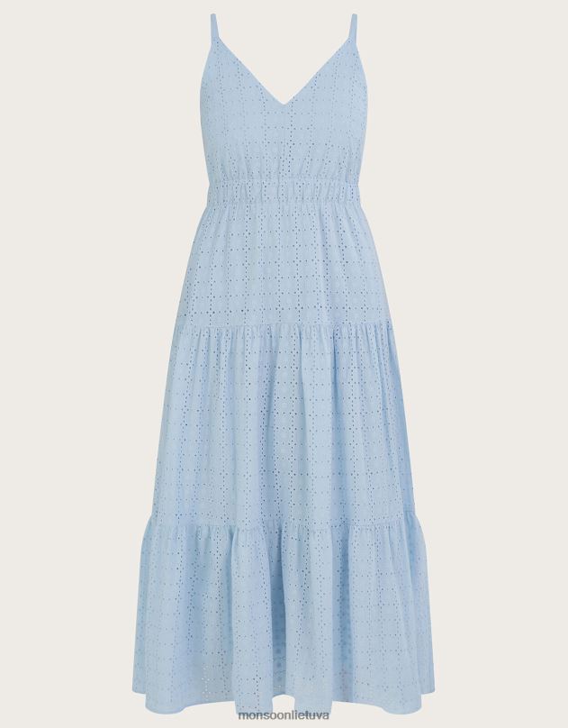 Monsoon belle broderie pakopinė suknelė moterys mėlyna apranga DPXBJ338