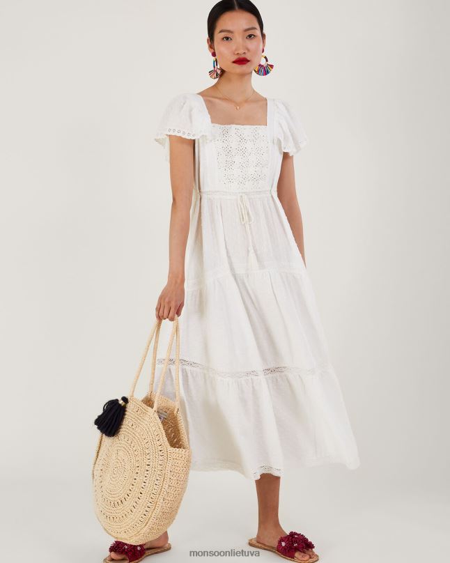 Monsoon mišraus audinio midi suknelė moterys baltas apranga DPXBJ979