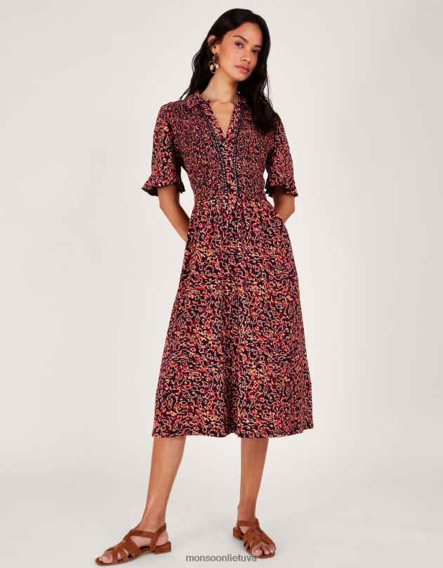 Monsoon marginta marškinine suknele moterys raudona apranga DPXBJ357