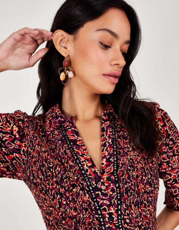 Monsoon marginta marškinine suknele moterys raudona apranga DPXBJ357