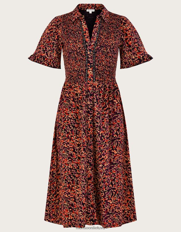 Monsoon marginta marškinine suknele moterys raudona apranga DPXBJ357