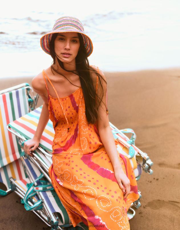 Monsoon bandhani dye cami midi suknelė moterys oranžinė apranga DPXBJ229