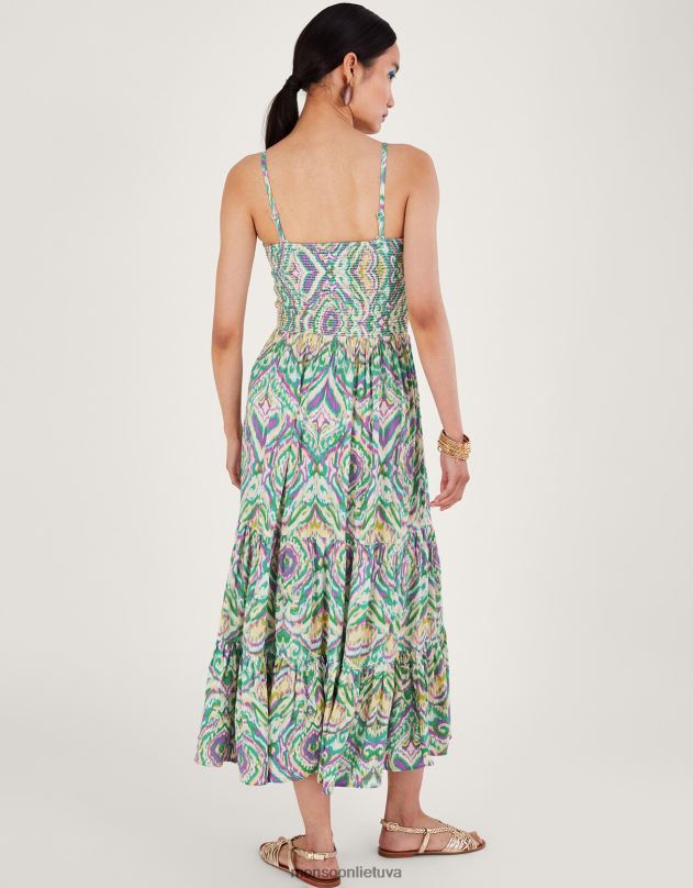 Monsoon geometrinio rašto bando suknelė moterys baltas apranga DPXBJ142