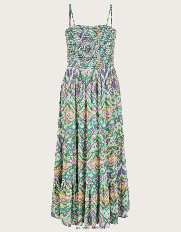 Monsoon geometrinio rašto bando suknelė moterys baltas apranga DPXBJ142