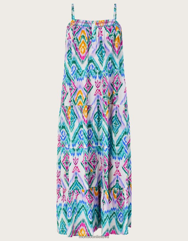 Monsoon ikat print pakopinė Cami suknelė iš lenzing ecovero moterys violetinė apranga DPXBJ680