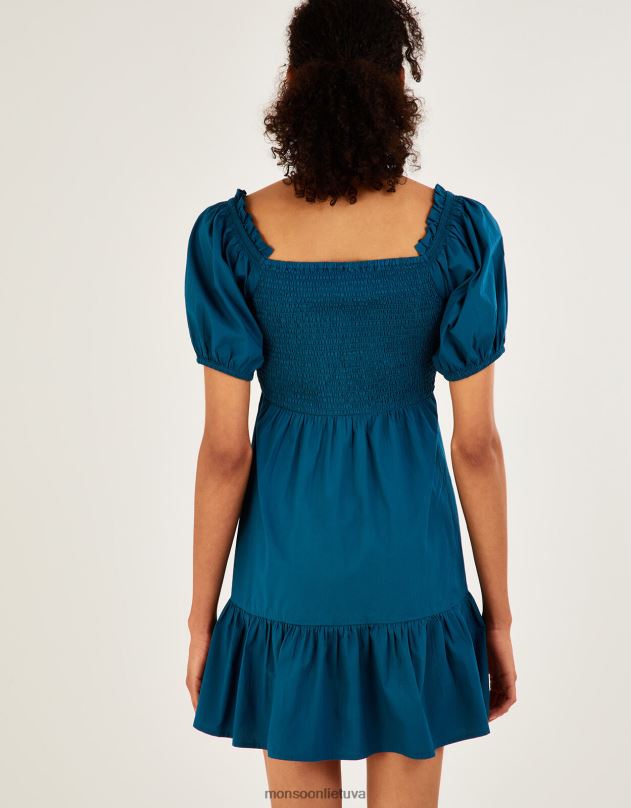 Monsoon paprastos poplino spalvos suknelė moterys žalsvai mėlyna apranga DPXBJ910