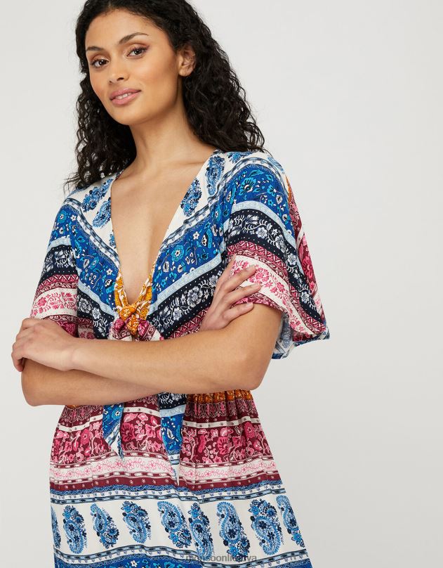 Monsoon rupert dryžuota gėlėta maksi suknelė iš lenzing ecovero moterys mėlyna apranga DPXBJ1154