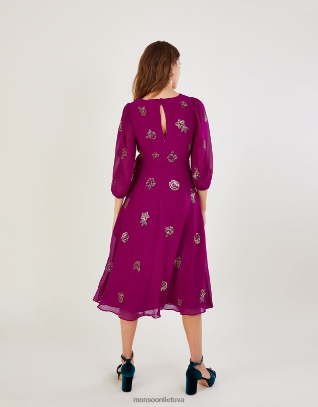 Monsoon Ava puošta įvyniojama suknelė iš perdirbto poliesterio moterys rožinis apranga DPXBJ1064