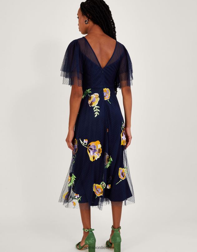 Monsoon Claudia puošta midi suknelė moterys mėlyna (navy) apranga DPXBJ239