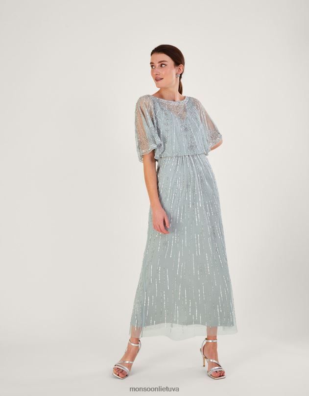 Monsoon Elizabeth papuošta trumpesnio ilgio maxi suknelė iš perdirbto poliesterio moterys žalias apranga DPXBJ738