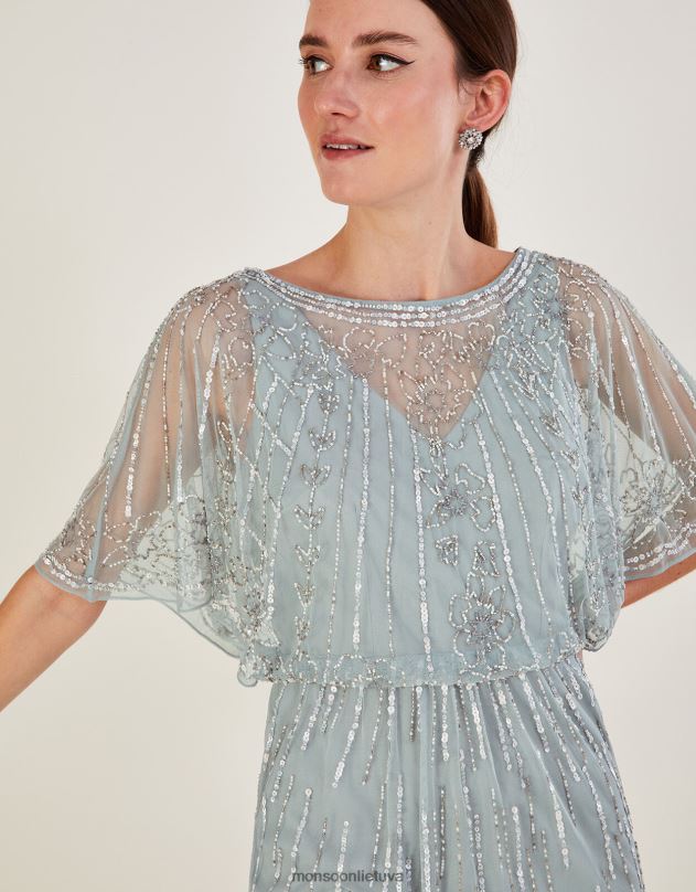 Monsoon Elizabeth papuošta trumpesnio ilgio maxi suknelė iš perdirbto poliesterio moterys žalias apranga DPXBJ738