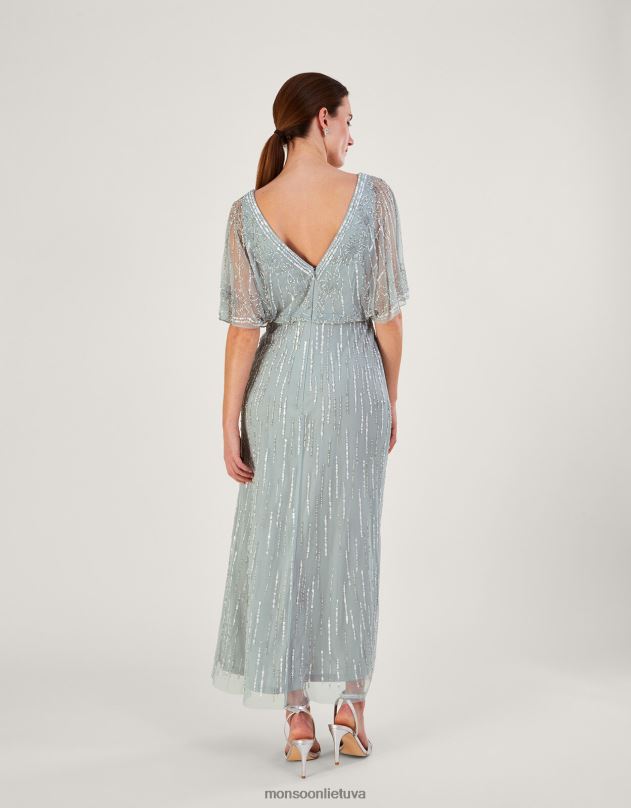 Monsoon Elizabeth papuošta trumpesnio ilgio maxi suknelė iš perdirbto poliesterio moterys žalias apranga DPXBJ738