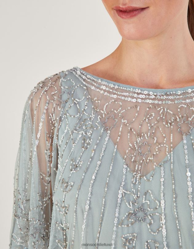 Monsoon Elizabeth papuošta trumpesnio ilgio maxi suknelė iš perdirbto poliesterio moterys žalias apranga DPXBJ738