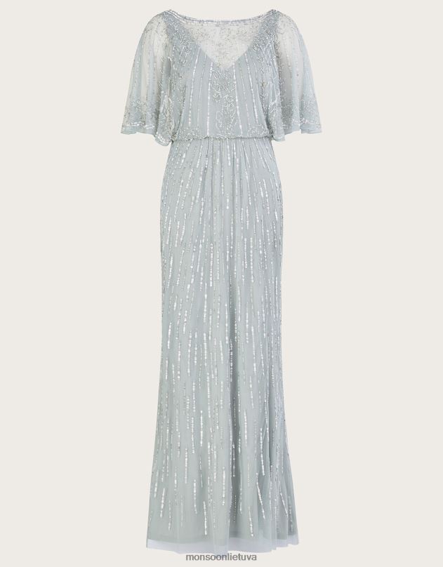 Monsoon Elizabeth papuošta trumpesnio ilgio maxi suknelė iš perdirbto poliesterio moterys žalias apranga DPXBJ738