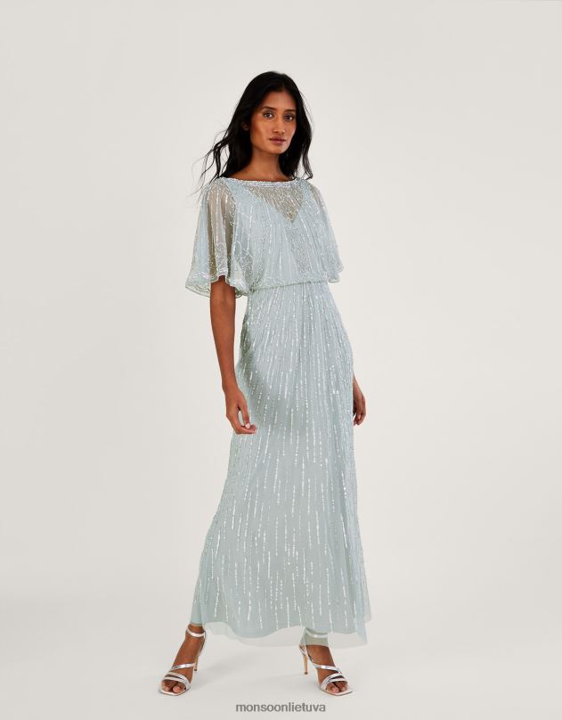 Monsoon Elizabeth puošta maxi suknelė iš perdirbto poliesterio moterys žalias apranga DPXBJ787