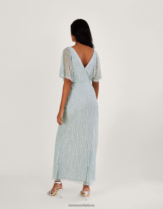 Monsoon Elizabeth puošta maxi suknelė iš perdirbto poliesterio moterys žalias apranga DPXBJ787