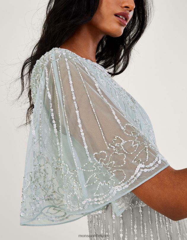 Monsoon Elizabeth puošta maxi suknelė iš perdirbto poliesterio moterys žalias apranga DPXBJ787