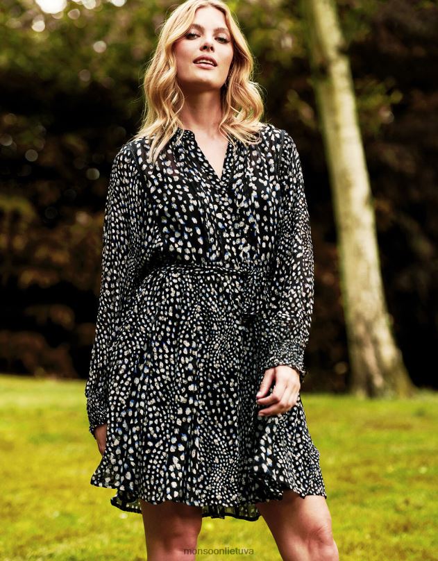 Monsoon Hollis marškinėlių suknelė moterys juodas apranga DPXBJ180