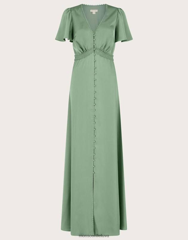 Monsoon Ivy satino maxi suknelė moterys žalias apranga DPXBJ996