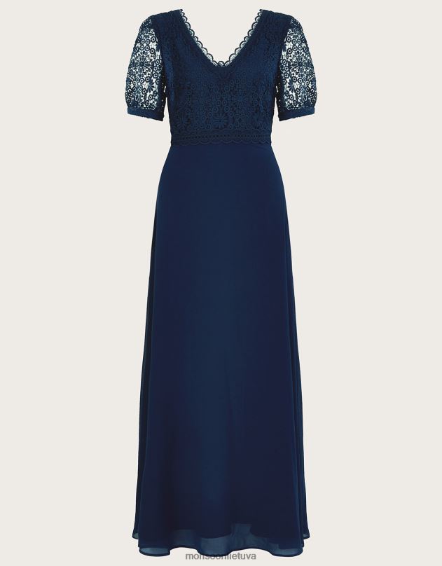 Monsoon Lilibet nėriniuota maxi suknelė moterys mėlyna (navy) apranga DPXBJ849