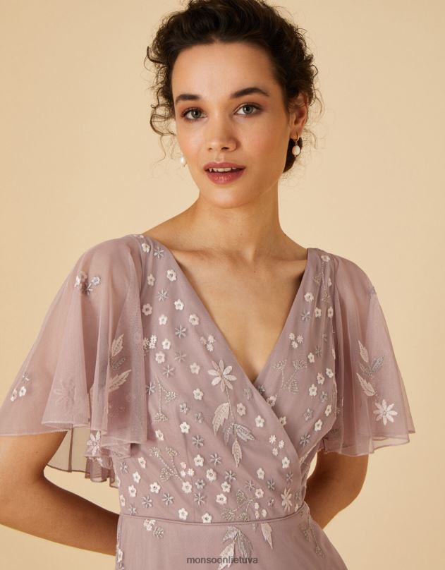 Monsoon Rhonda puošta maxi suknelė moterys ruda (moka) apranga DPXBJ1129