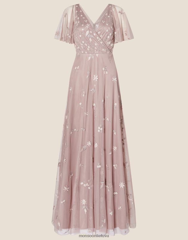 Monsoon Rhonda puošta maxi suknelė moterys ruda (moka) apranga DPXBJ1129