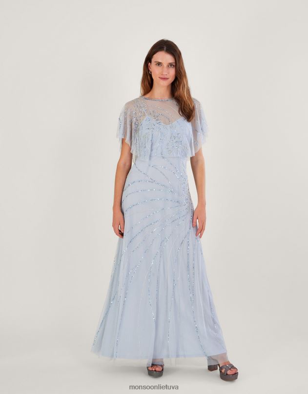 Monsoon Sienna puošta maxi suknelė su perdirbtu poliesteriu moterys debesis apranga DPXBJ301