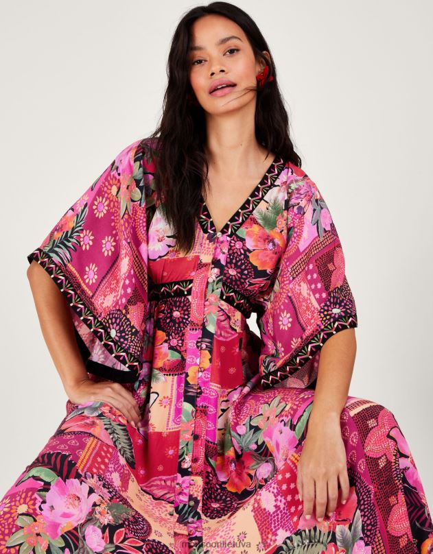 Monsoon anastasia kimono suknelė iš tvarios viskozės moterys rožinis apranga DPXBJ390