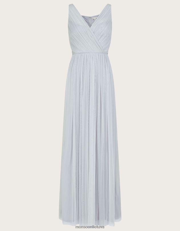 Monsoon anne tinklinio tipo maxi suknelė iš perdirbto poliesterio moterys sidabras apranga DPXBJ283