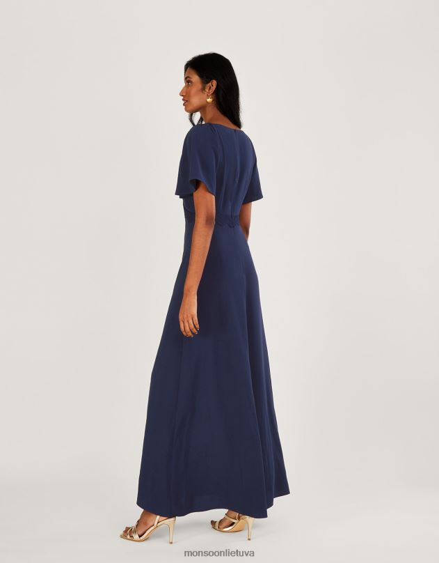 Monsoon charlotte crepe maxi suknelė moterys mėlyna (navy) apranga DPXBJ683