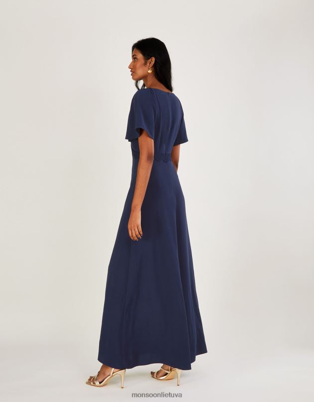 Monsoon charlotte crepe maxi suknelė moterys mėlyna (navy) apranga DPXBJ683
