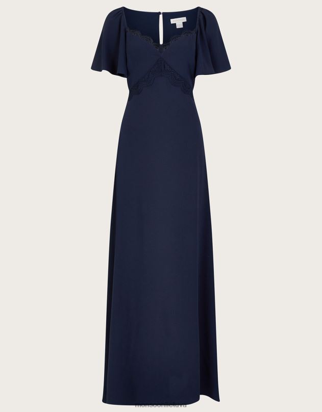 Monsoon charlotte crepe maxi suknelė moterys mėlyna (navy) apranga DPXBJ683