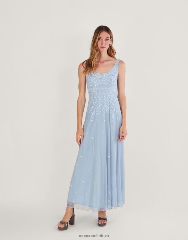 Monsoon eugiene siuvinėta maxi suknelė moterys debesis apranga DPXBJ234