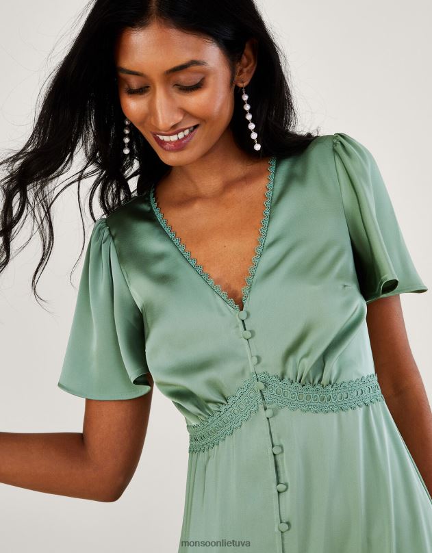 Monsoon gebenės trumpesnio ilgio maxi suknelė moterys žalias apranga DPXBJ1062