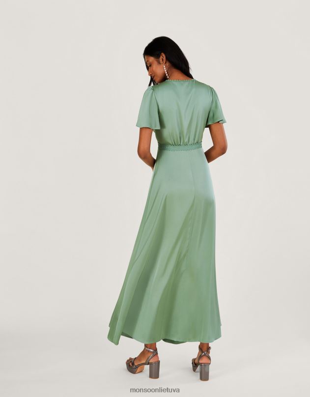 Monsoon gebenės trumpesnio ilgio maxi suknelė moterys žalias apranga DPXBJ1062