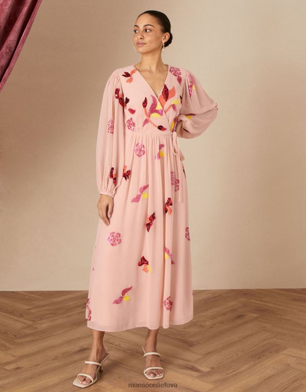 Monsoon jenny puošta įvyniojama suknelė iš perdirbto poliesterio moterys nuogas apranga DPXBJ1096