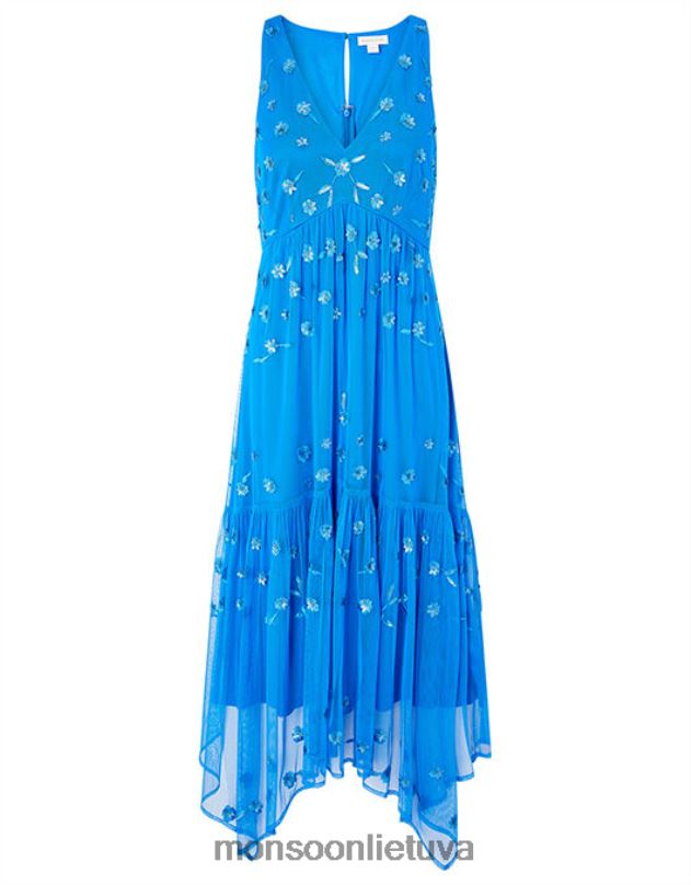 Monsoon karmelos blizgučiais puošta suknelė moterys mėlyna apranga DPXBJ1159