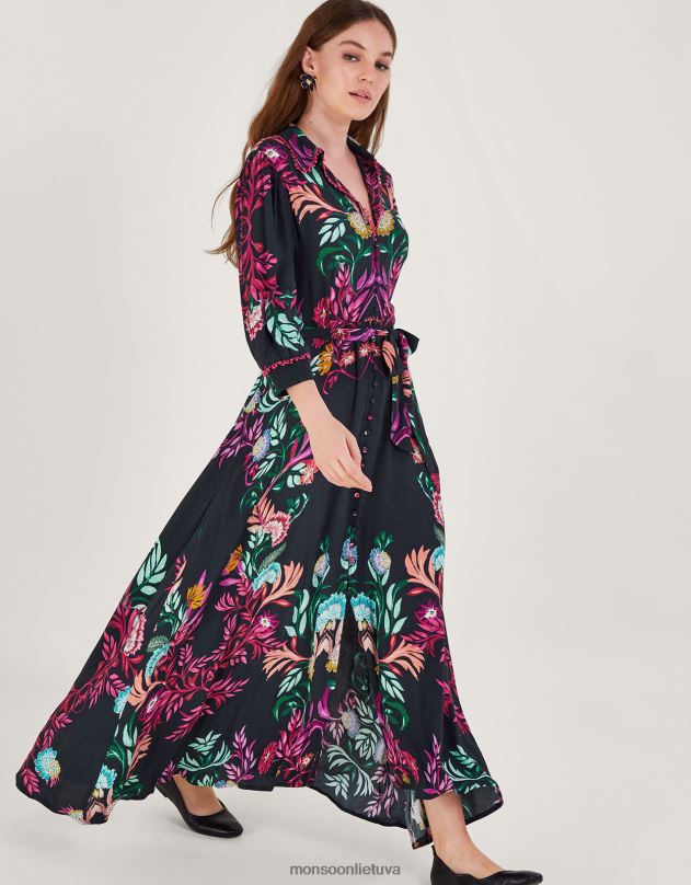 Monsoon marginta marškinine suknele moterys mėlyna (navy) apranga DPXBJ60