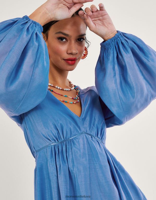 Monsoon palmer maxi suknelė iš perdirbto poliesterio moterys mėlyna apranga DPXBJ564